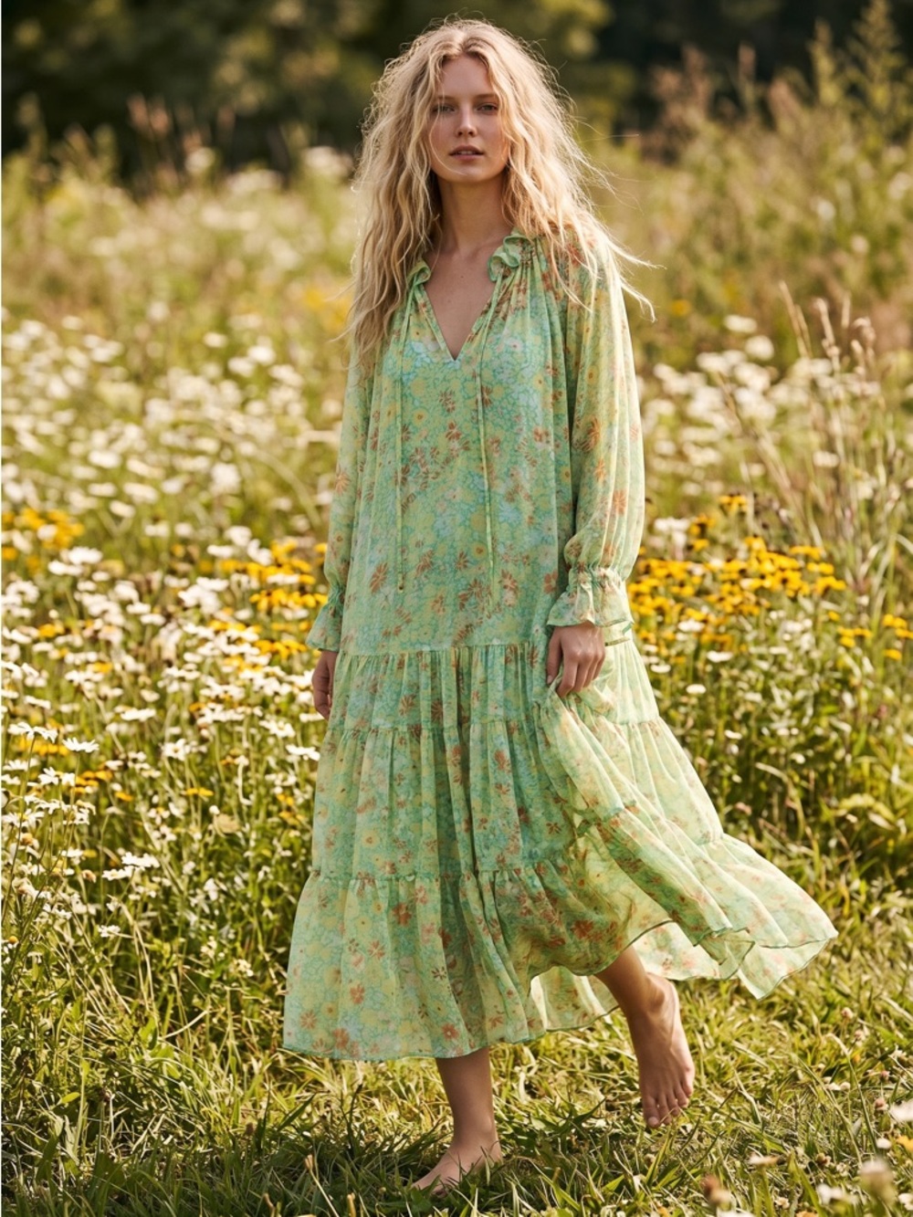 Free People Mint Green Floral Maxi Dress